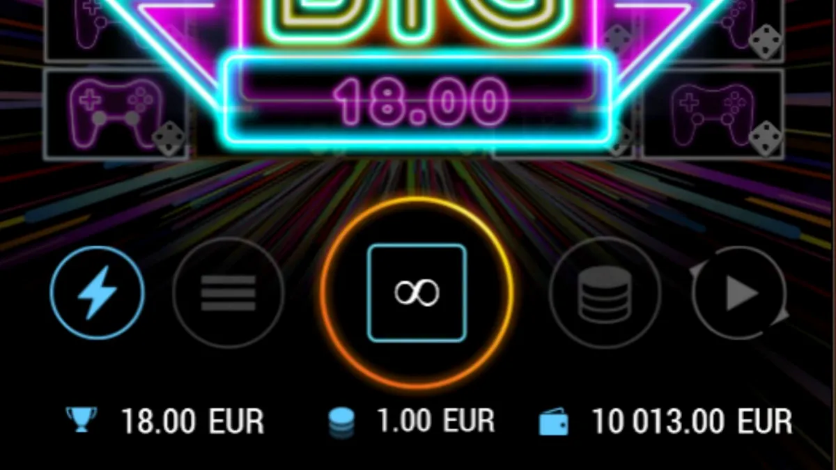 Tampilan visual neon yang memukau dari slot Dopamine Rush Dice