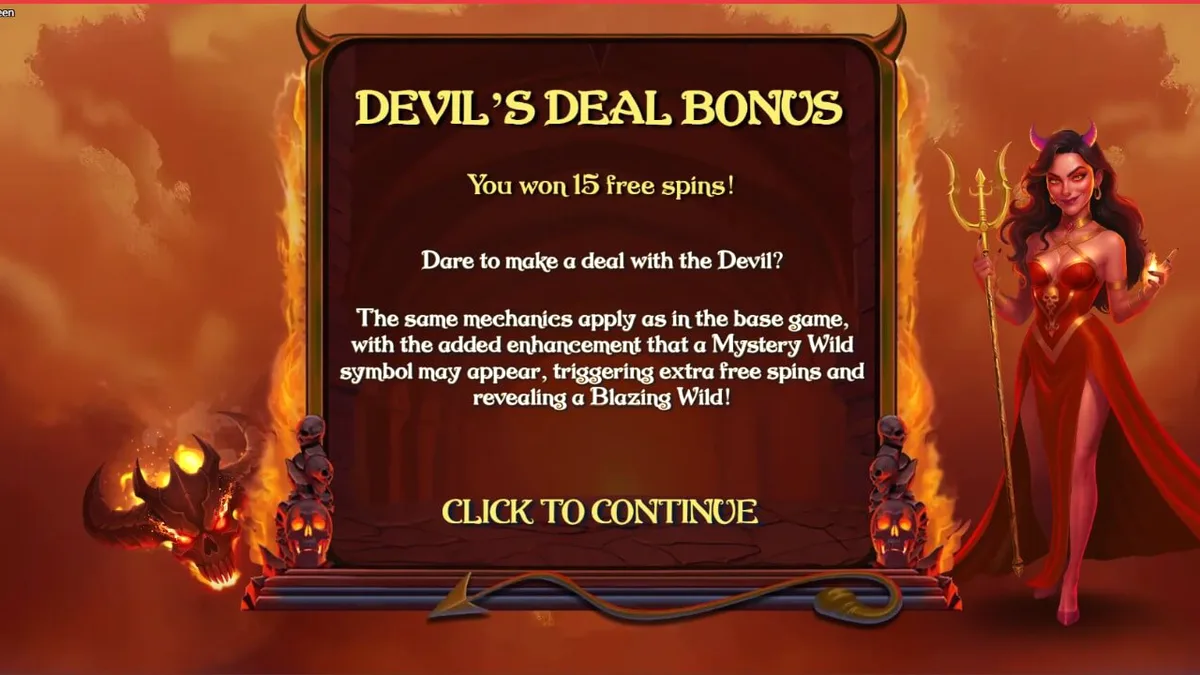 Tampilan visual slot Demon Queen dengan tema gothic dan elemen api